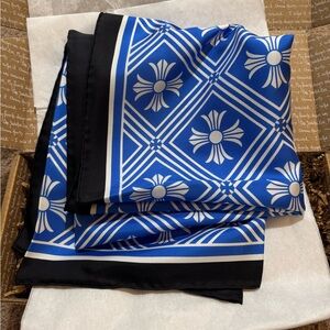 Chrome Hearts Math Plus Silk Scarf Blue and White